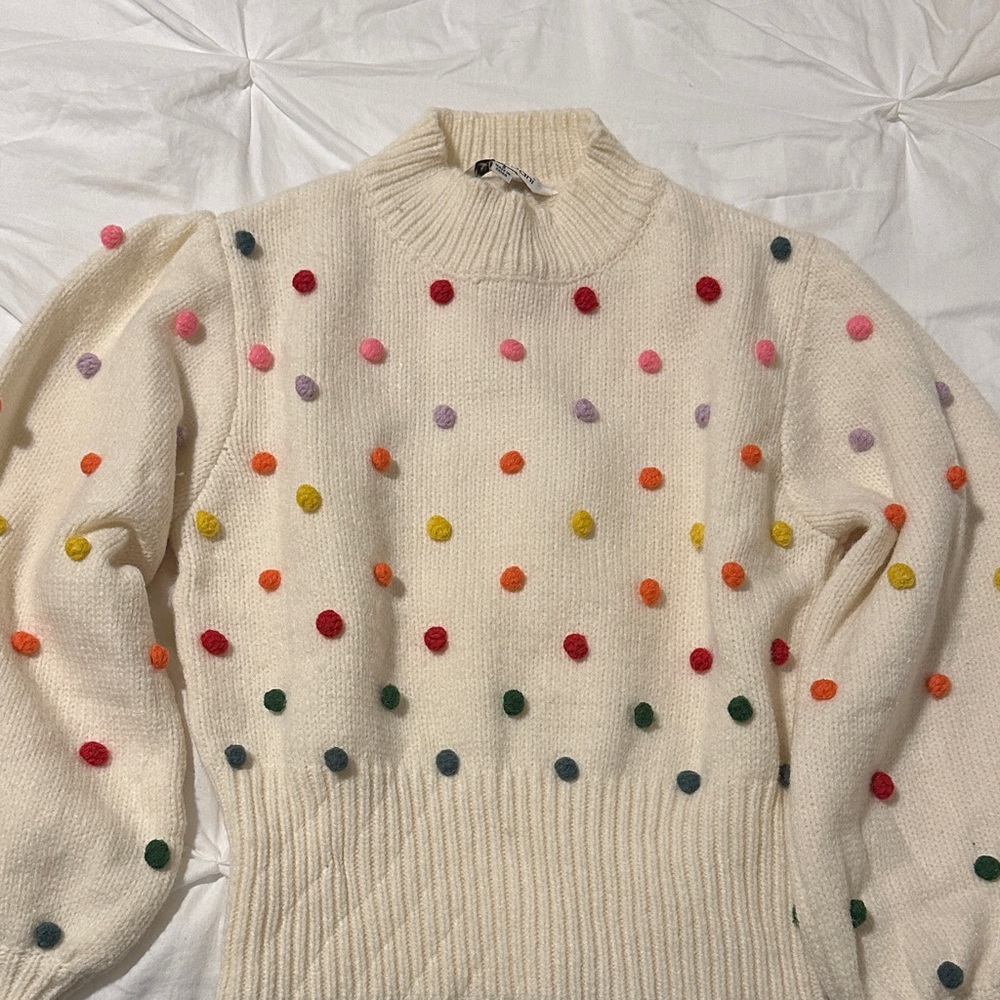 Colorful Pom Pom Sweater